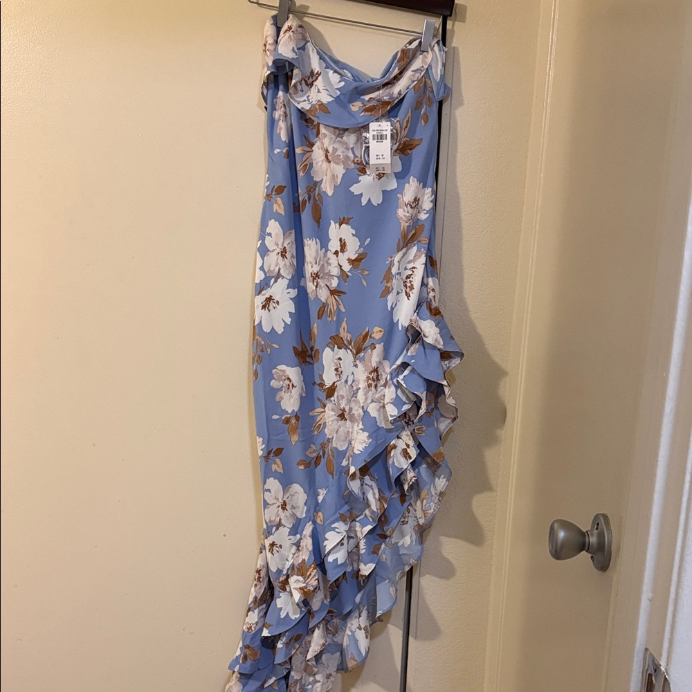 Abercrombie midi Floral Ruffle Blue Dress